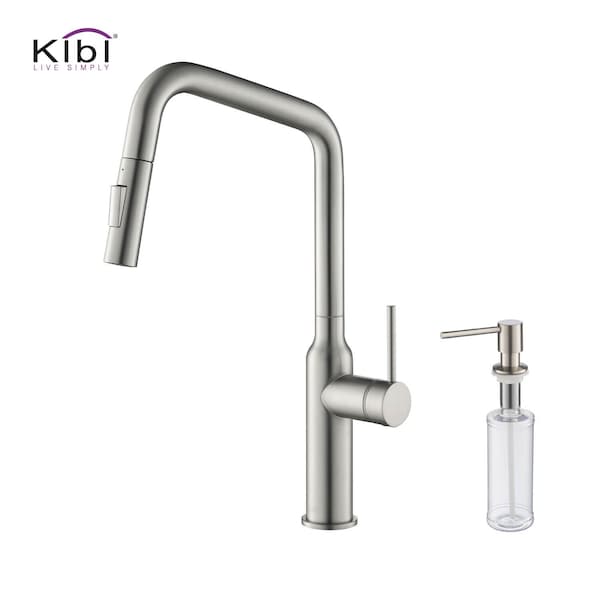 Kibi Macon Single Handle Pull Down Kitchen Sink Faucet with Soap Dispenser C-KKF2007BN-KSD100BN - main